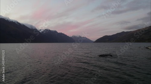 New Zealand lake at dusk