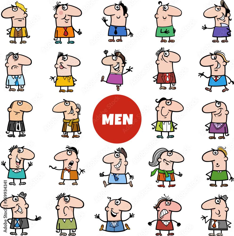 funny cartoon men characters big set