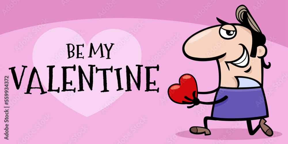 Valentines Day design with cartoon man with heart Valentines Day design with cartoon man with heart