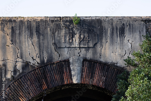 Old romanic bricks bridge in the countryside of Ribatejo - Chamusca - Portugal
