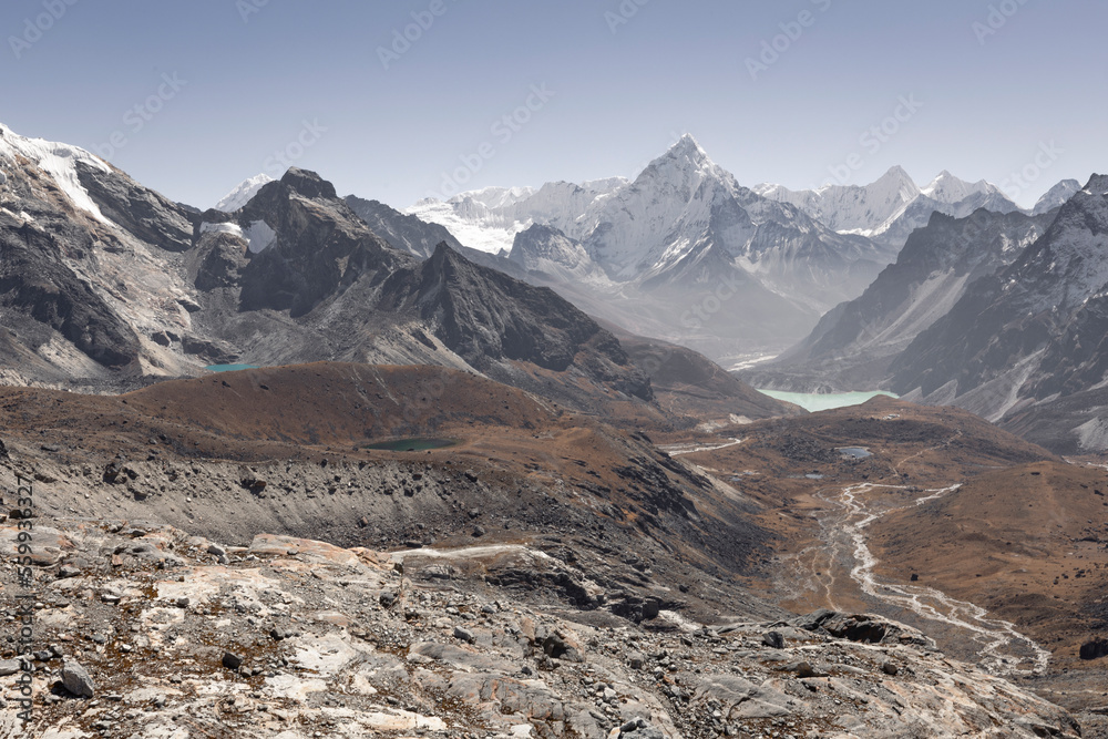 Himalayan mountain range with Ama Dablam mountain, Everest Region