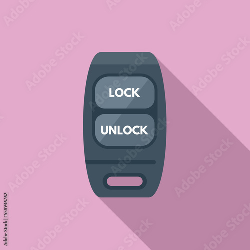 Vehicle lock key icon flat vector. Smart button. Service unlock