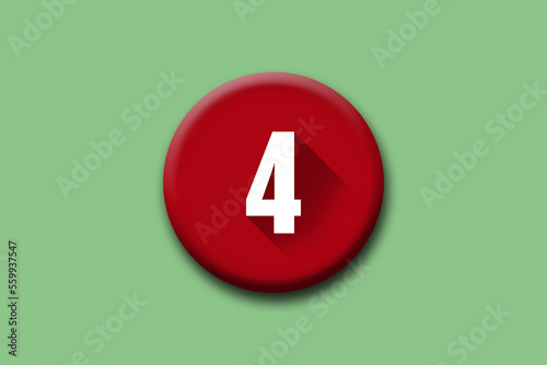 4 - four - number on red button and green background
