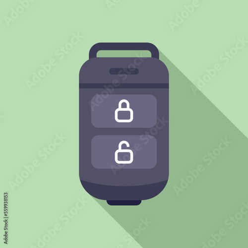 Alarm drive key icon flat vector. Car button. Mobile control