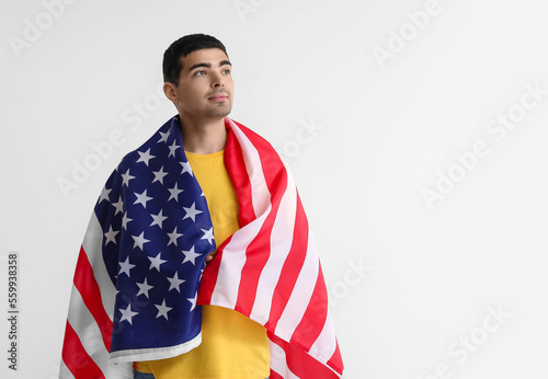 Young man with USA flag on ...