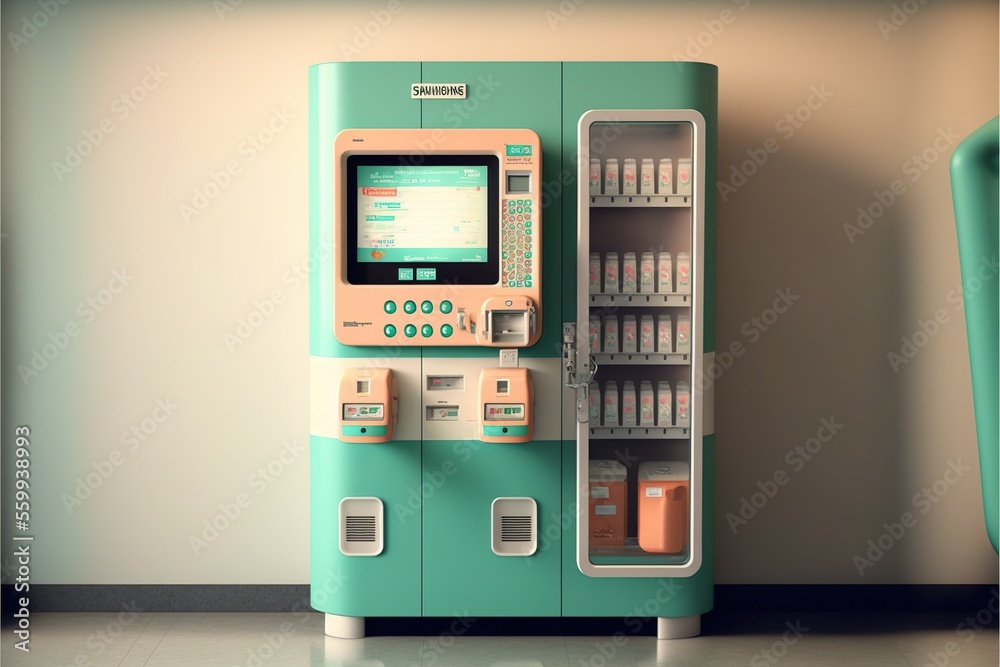 Hospital with automated dispensing machines for medicine, created with Generative AI technology Hospital with automated dispensing machines for medicine, created with Generative AI technology