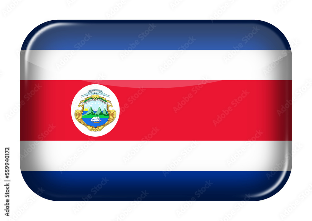 Obraz premium Costa Rica web icon rectangle button 3d illustration