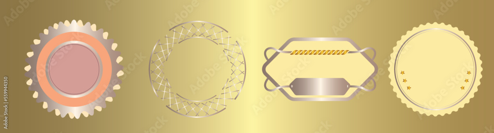 Golden Badges, Frame, Shield, Emblem, Banner, gold blank badge, Golden Badges, Frame, Shield, Emblem, Banner, gold blank badge,