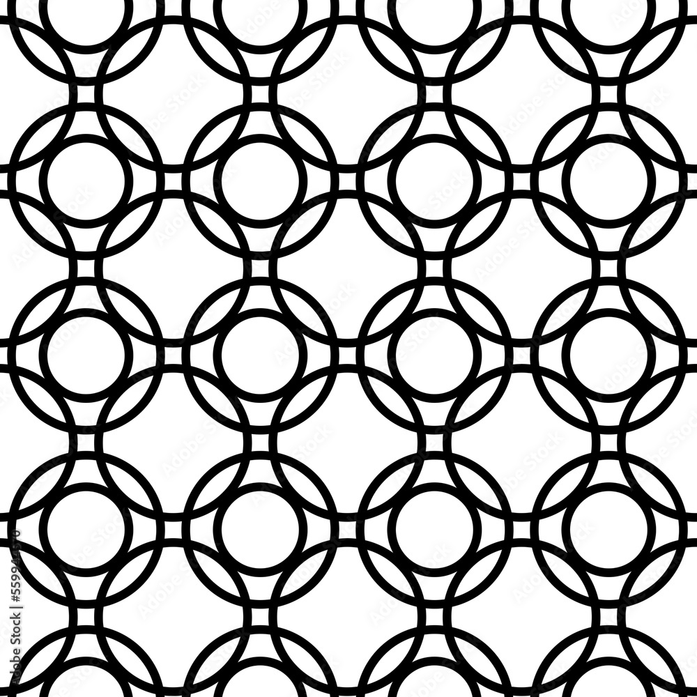 Naklejka premium Background monochrome pattern seamless geometric line circle design abstract black and white background.