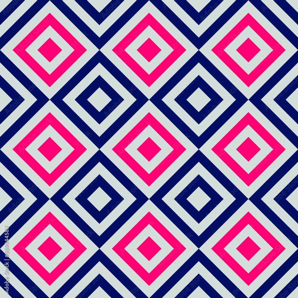 Geometrical Diamond pattern in pink and blue colors, seamless background. For fashion textile, cloth, backgrounds. Geometrical Diamond pattern in pink and blue colors, seamless background. For fashion textile, cloth, backgrounds.