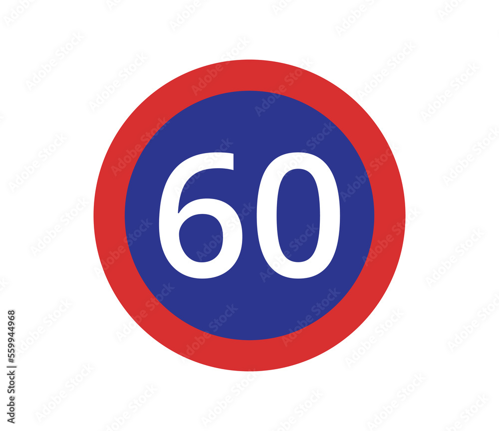 Minimum speed limit 60 sign. Minimum speed limit 60 sign.