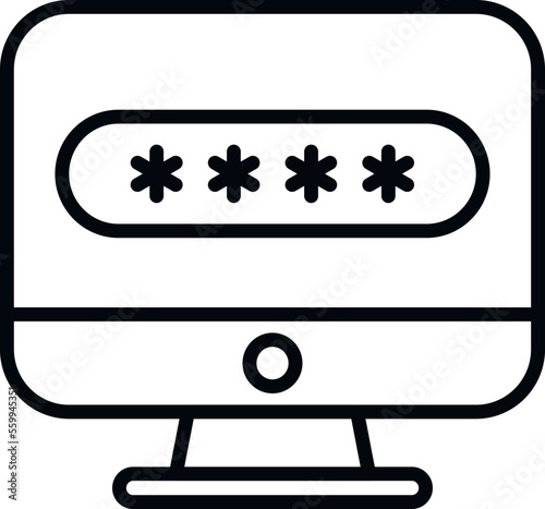 Lock computer icon outline vector. Cipher data. Math encrypt