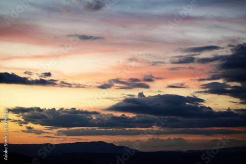 Beautiful sky sunlight, Sunrise or sunset and shines sky with clouds colorful and mountain background - Twilight cloud on sky