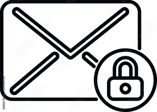 Secured mail icon outline vector. Cipher data. Lock code