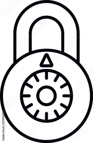 Cipher padlock icon outline vector. Security code. Unlock secure