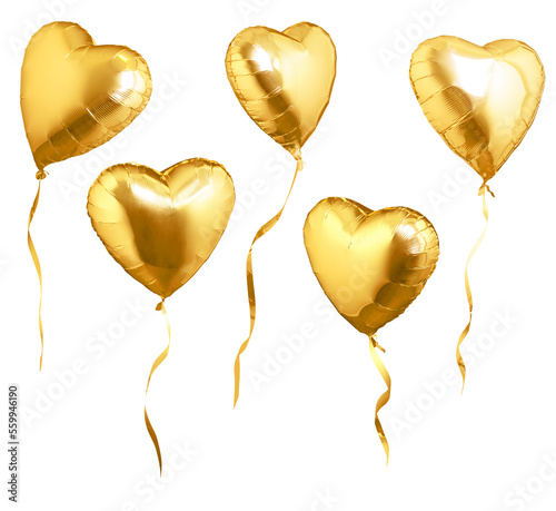 Golden heart shaped air balloons Fototapet