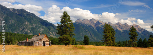 Panorama of a farmhouse at Fort Steele. photo