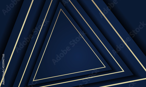 illustration abstract triangle blue light luxury gold line background