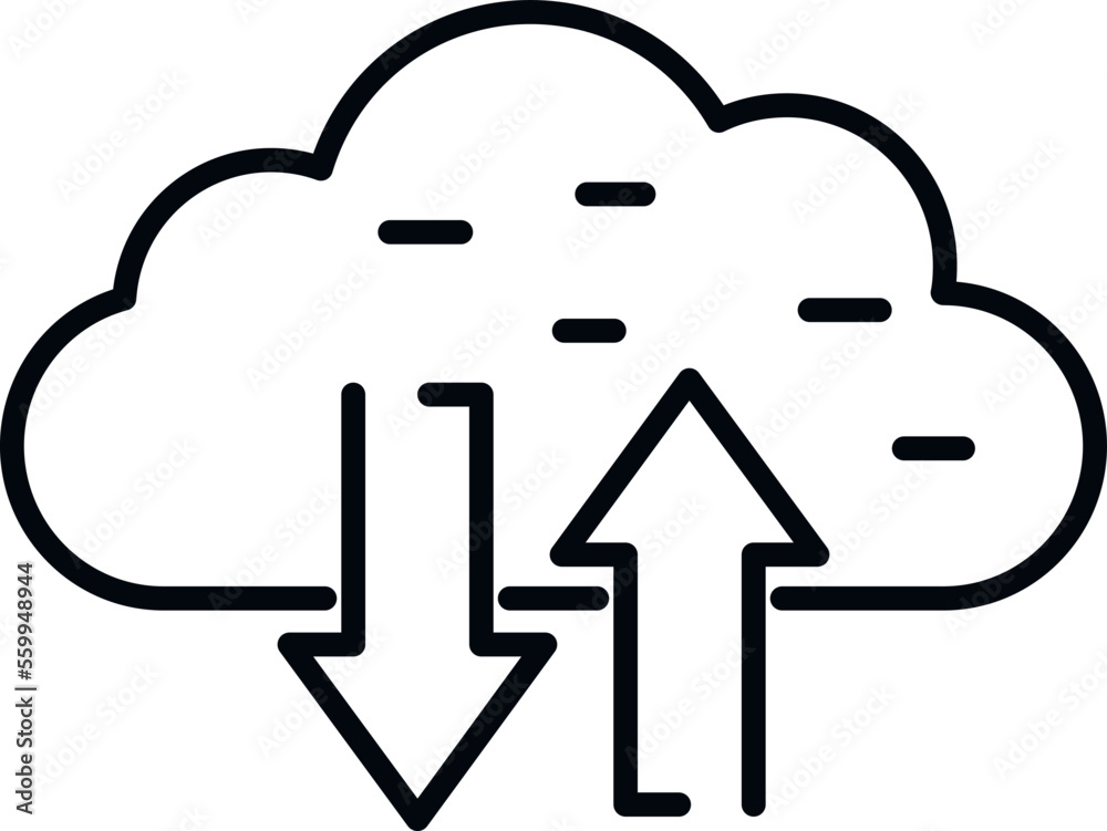 Upload data cloud icon outline vector. Computer storage. File network Upload data cloud icon outline vector. Computer storage. File network