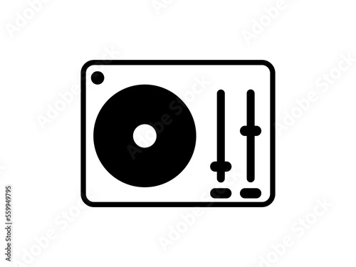 Disk jockey icon. Vector music record player isolated on white background