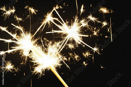 Sparklers on black background. IA Tehnology