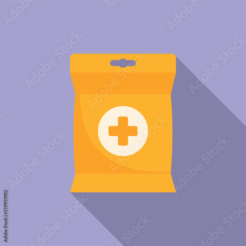 Medical package drops icon flat vector. Flu sore. Cold candy