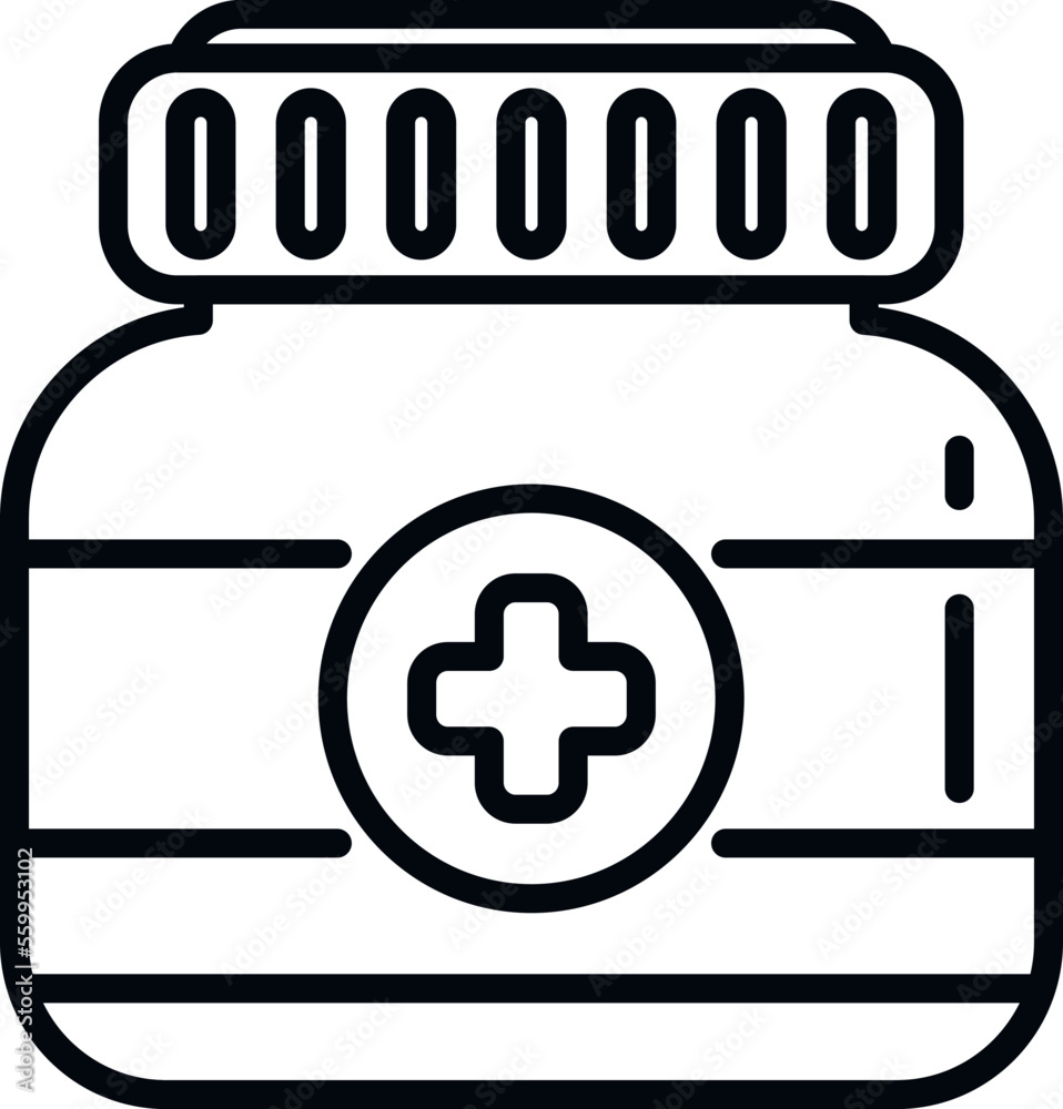 Fototapeta premium Medical bottle icon outline vector. Cough throat. Flu syrup
