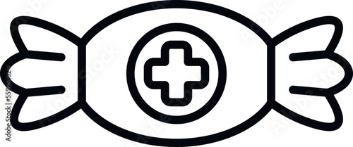 Bonbon cough drops icon outline vector. Sore remedy. Drop flu