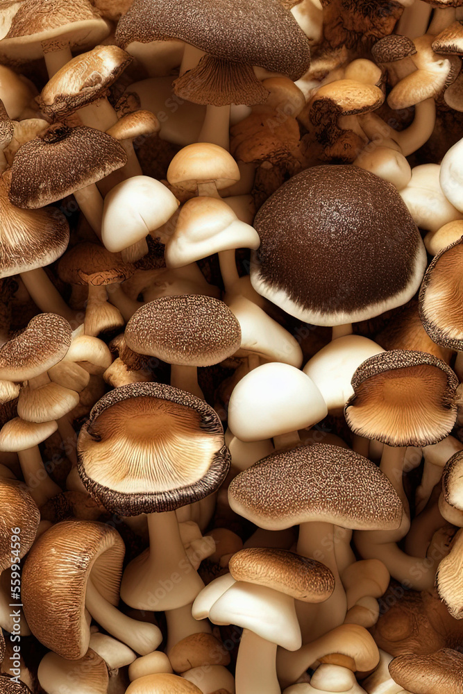 Beautiful closeup of forest mushrooms. IA Tehnology Beautiful closeup of forest mushrooms. IA Tehnology