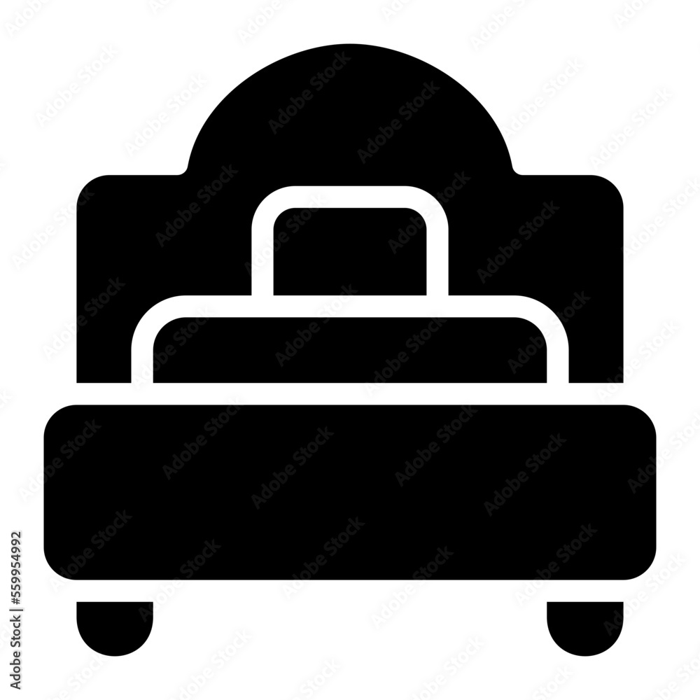 single bed glyph icon