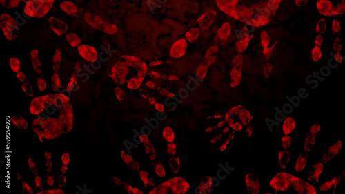 不気味な赤い手形の背景