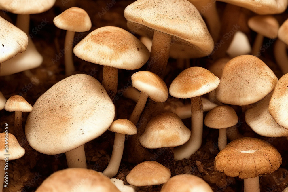Beautiful closeup of forest mushrooms. IA Tehnology Beautiful closeup of forest mushrooms. IA Tehnology
