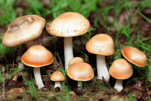 Beautiful closeup of forest mushrooms. IA Tehnology