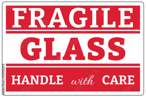 Shipping and storage labels fragile glass handle with care