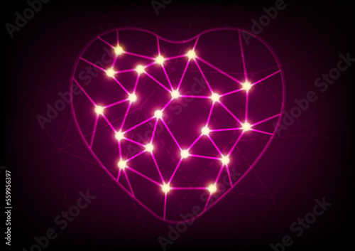 Heart net wireframe neon light futuristic background © Sirirat