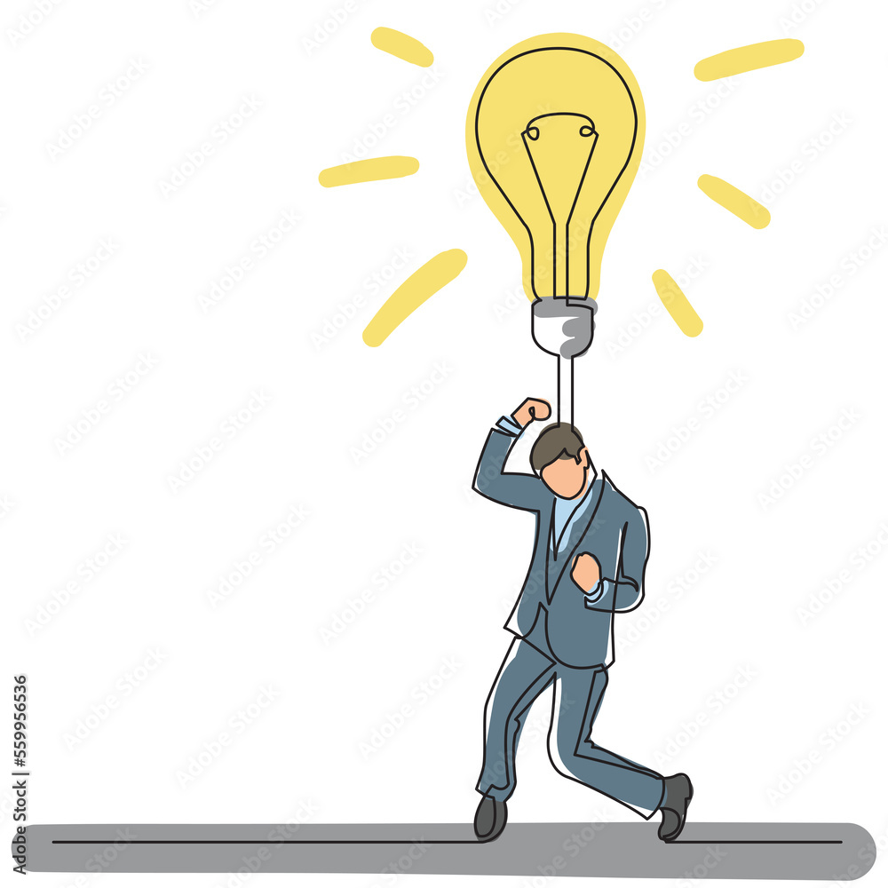 continuous line drawing happy man with idea colored PNG image with transparent background continuous line drawing happy man with idea colored PNG image with transparent background