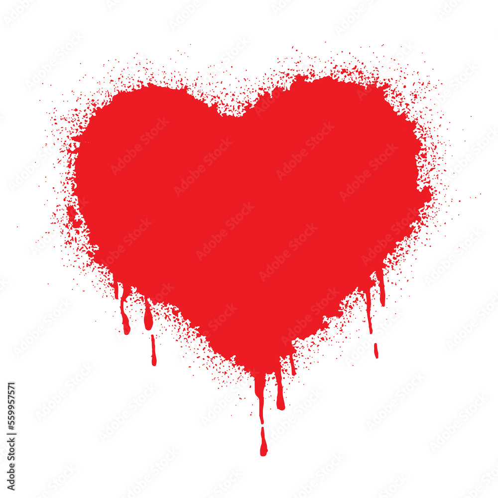 Spray painted graffiti heart sign in red over white. Love heart drip symbol. isolated on white background. vector illustration Spray painted graffiti heart sign in red over white. Love heart drip symbol. isolated on white background. vector illustration