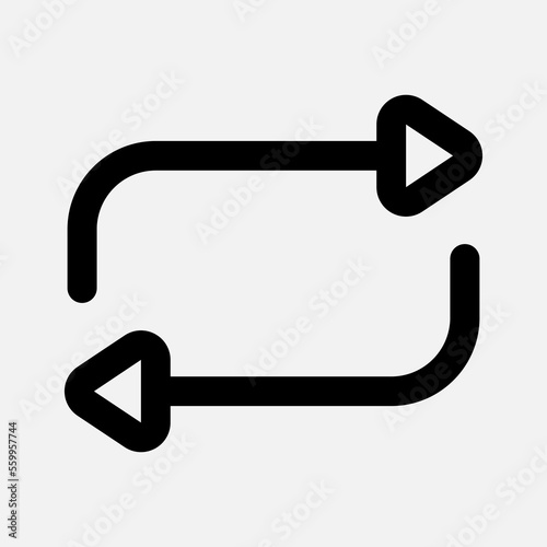 Repeat icon in line style about multimedia, use for website mobile app presentation