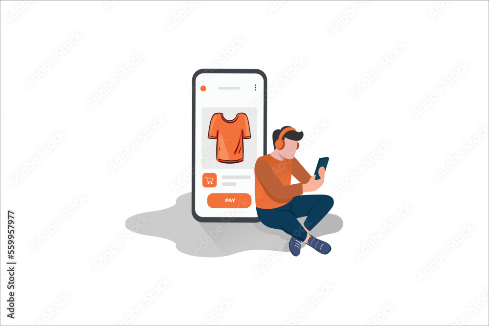 Online shopping. paid for mobile banking, Online order flat vector illustration. internet store