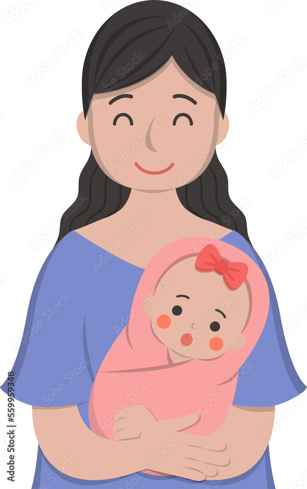 Mother with baby cartoon comic character vector Mother with baby cartoon comic character vector