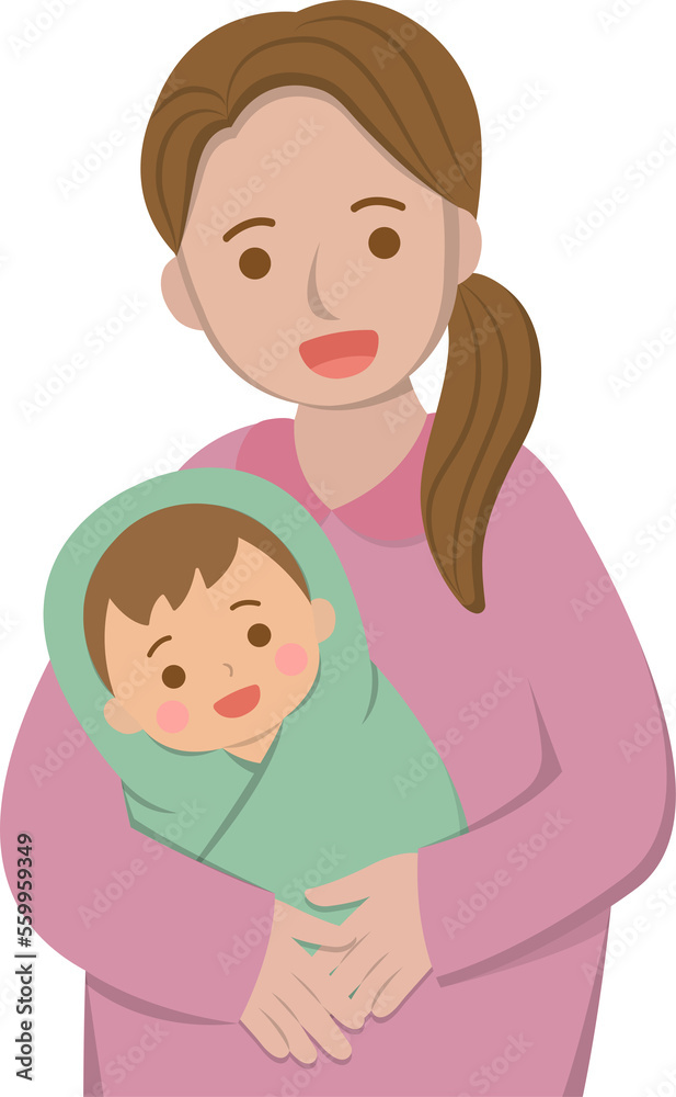 Mother with baby cartoon comic character vector Mother with baby cartoon comic character vector