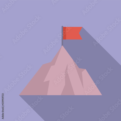 Free Download Climb flag on mountain icon flat vector. Top career. Concept reach - GFXLoad