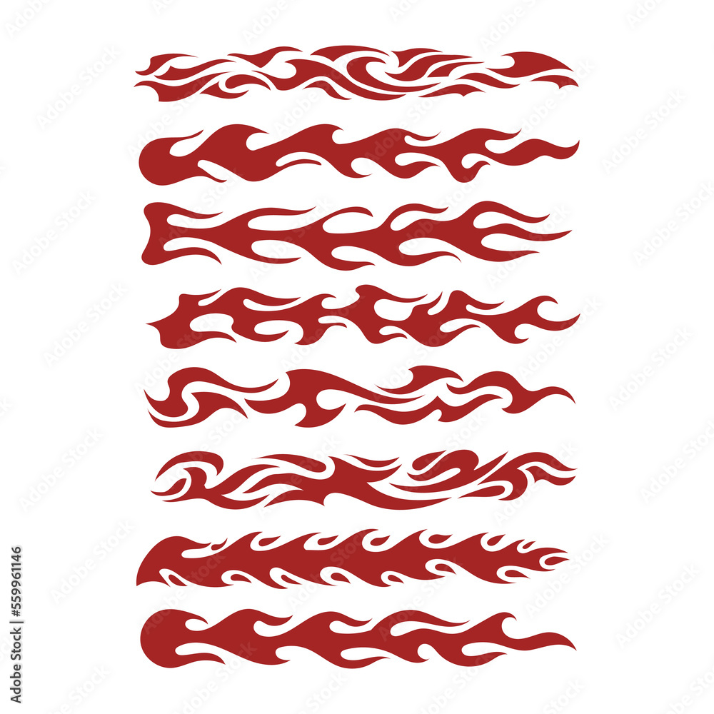 Set of red and orange fire flame. Collection of hot flaming element. Idea of energy and power. Isolated vector illustration in flat style Set of red and orange fire flame. Collection of hot flaming element. Idea of energy and power. Isolated vector illustration in flat style