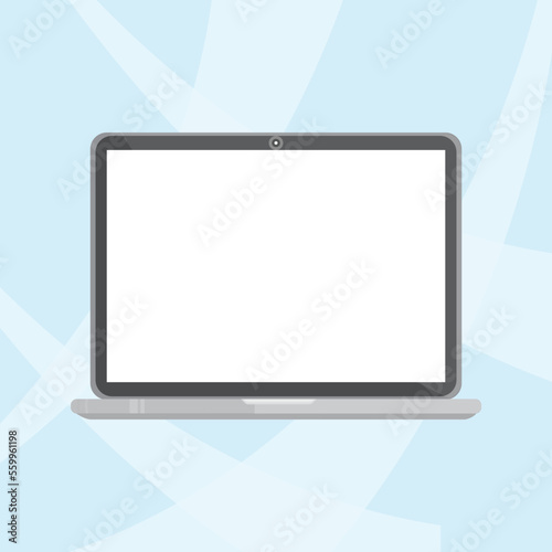 gray laptop vector with blank screen on white