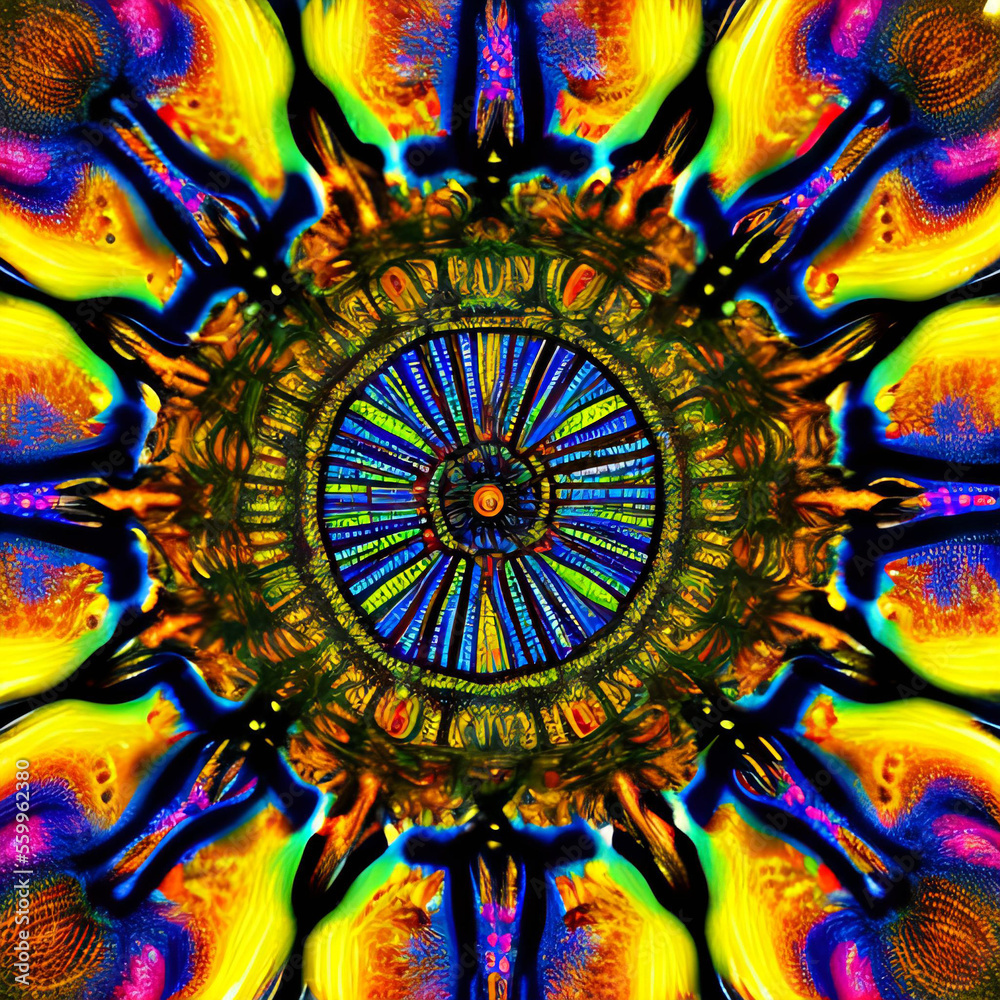 Abstract psychedelic fractal wheel