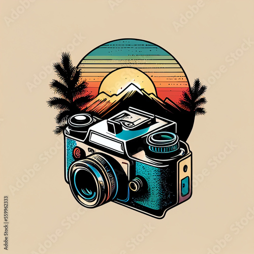 Flat design Retro Camera. Useful for t shirt design