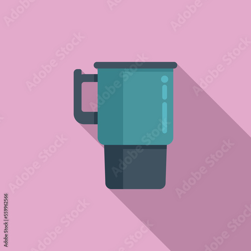 Reusable thermo cup icon flat vector. Coffee vacuum. Water thermal