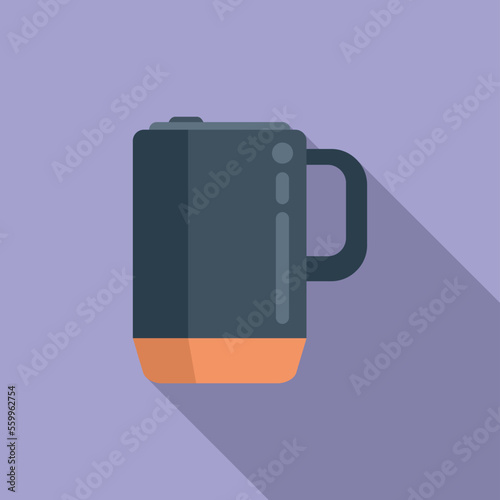 Lid thermo cup icon flat vector. Coffee mug. Flask travel
