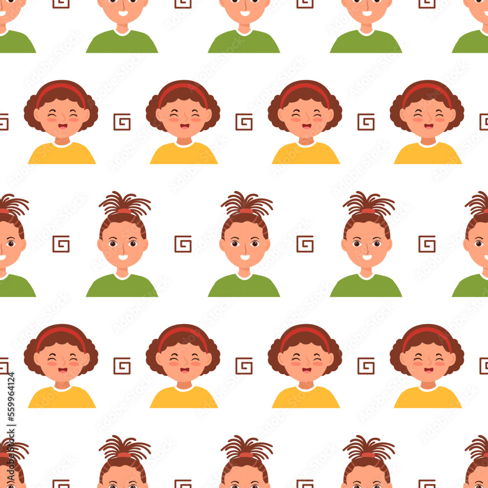 Black History Month Seamless Pattern of African American Holiday in Template Hand Drawn Cartoon Flat Design Illustration Black History Month Seamless Pattern of African American Holiday in Template Hand Drawn Cartoon Flat Design Illustration