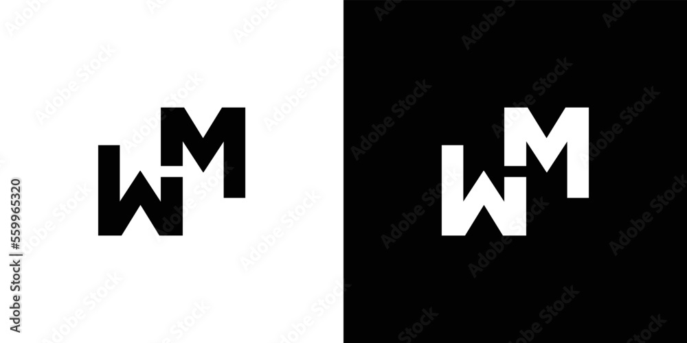 .Modern and strong letter WM initials logo design .Modern and strong letter WM initials logo design